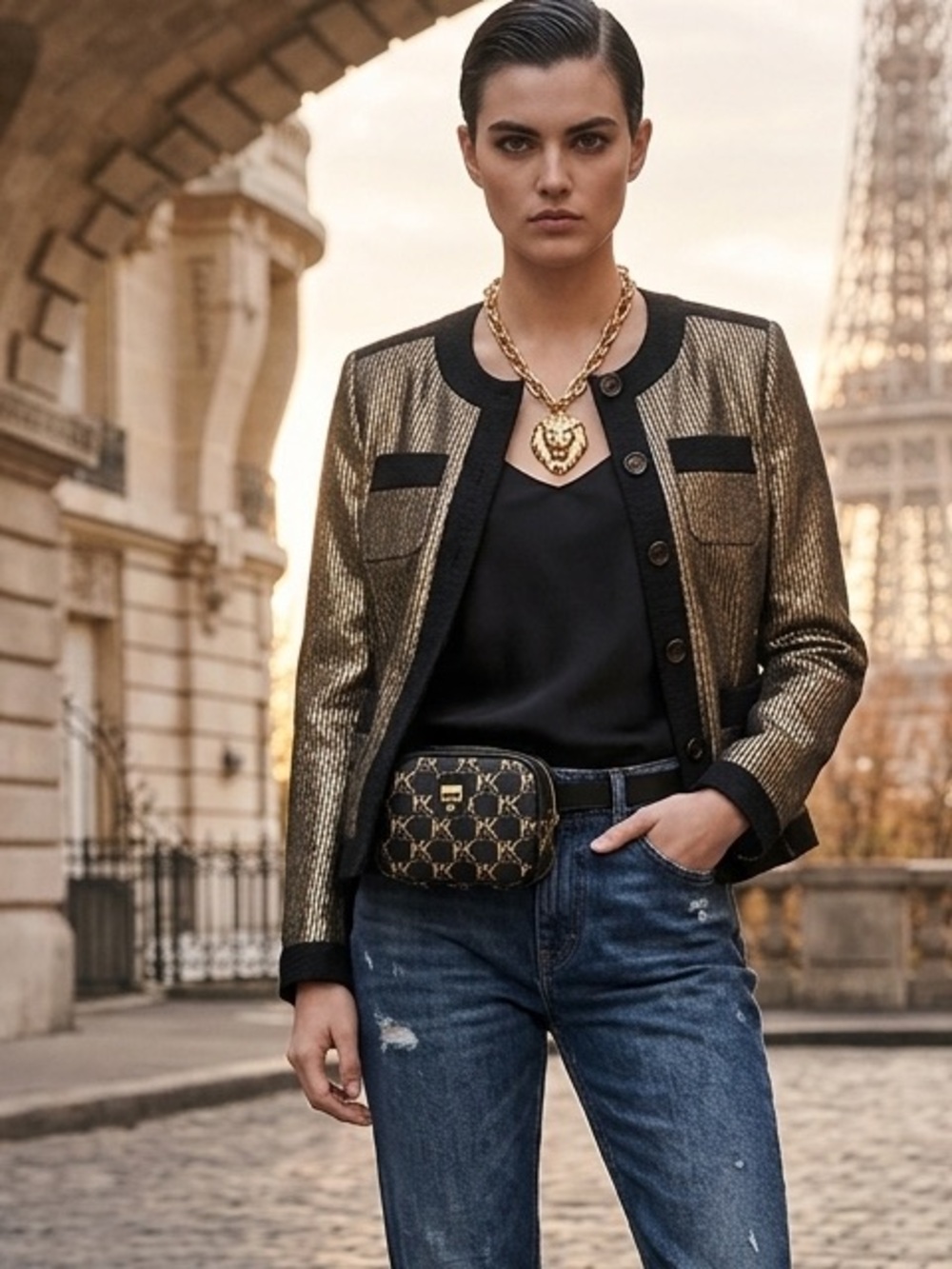 Karl Lagerfeld Gold Metallic Jacket NWOT